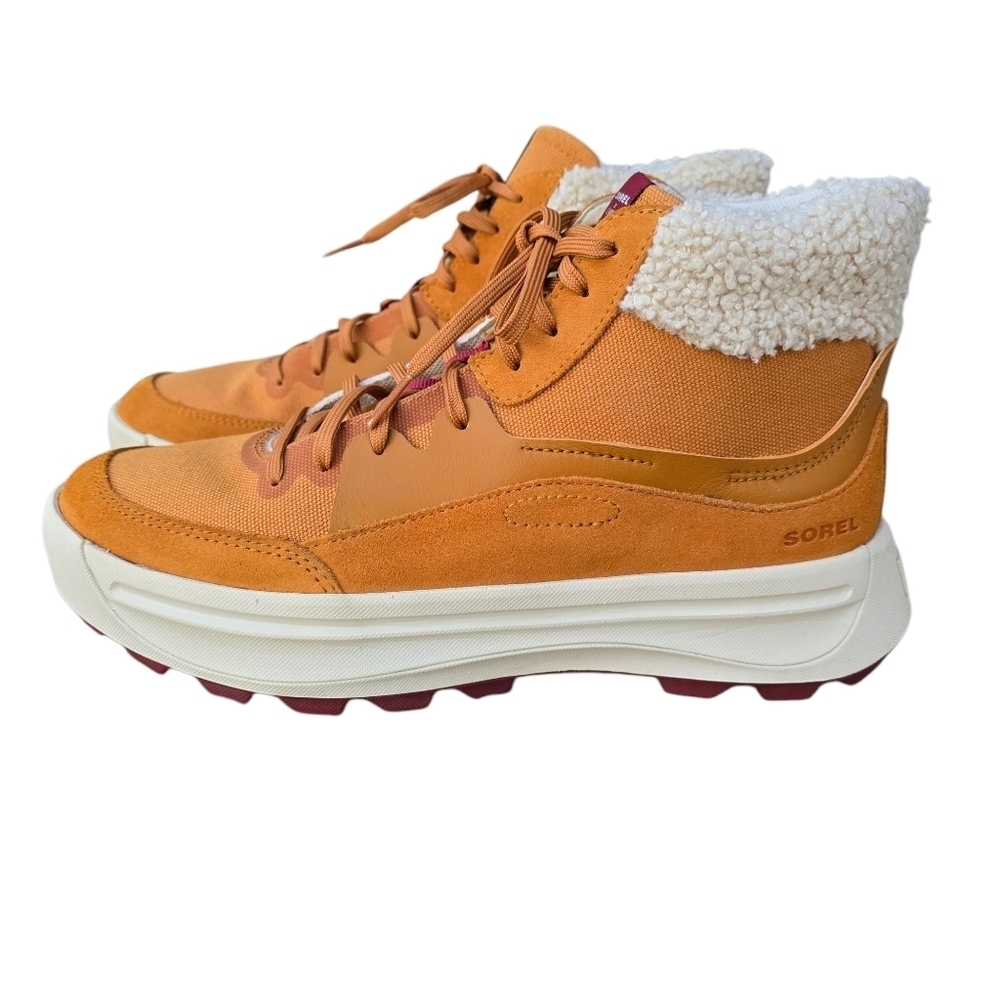 🌻Sorel X Calia Ona 503 Mid Cozy Sneaker Boot, CanynGld/Bleached Ceramic Size 11 - Picture 5 of 14